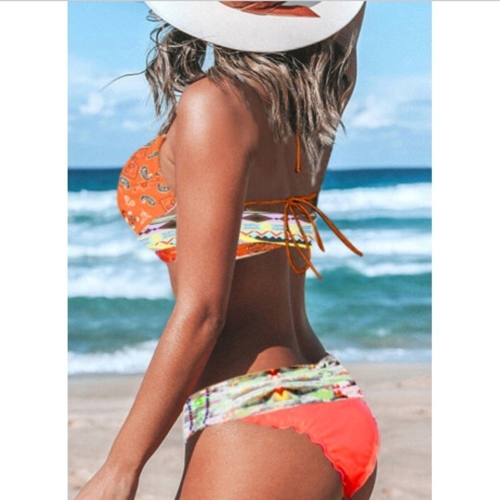 boho Paisley print bikini swimsuit. - Picture 4 of 7